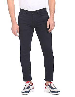 men blue mid rise skinny fit jeans