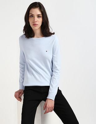 jersey stitch boat neck sweater