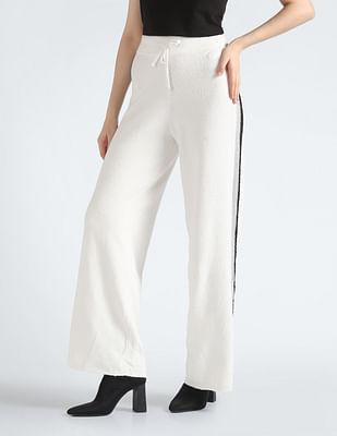 elasticised waist wide leg trousers