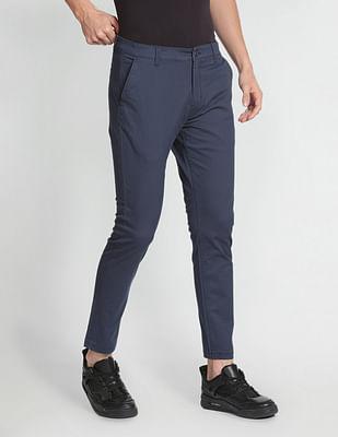 twill geometric print casual trousers