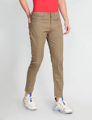 twill solid casual trousers