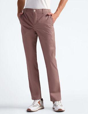 relaxed straight solid trousers