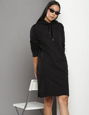 brand embroidered sweatshirt dress