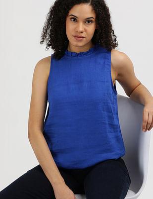 ruffle collar linen top