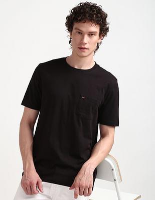 crew neck solid pocket t-shirt