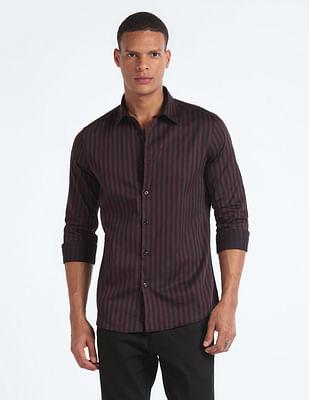 vertical stripe slim fit shirt