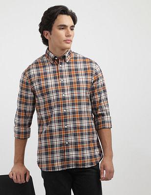 flex poplin tartan checked shirt