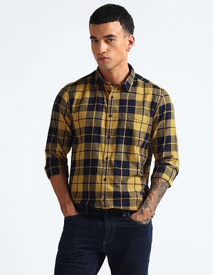 plaid check pure cotton shirt