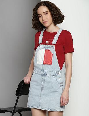 denim dungaree dress