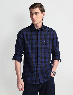 tartan check point collar shirt