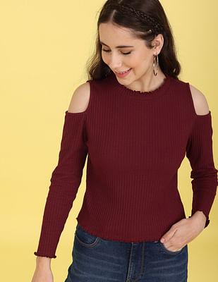 ribbed cold shoulder top