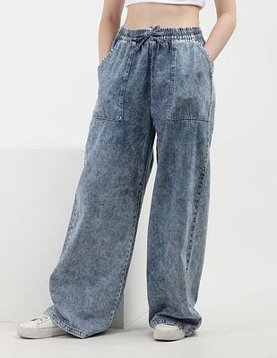 medium wash chambray track pant