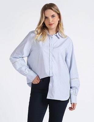 striped lace feminine shirt