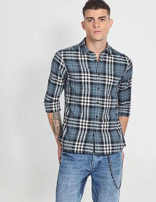 tartan check crepe shirt