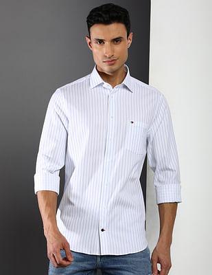 vertical stripe dobby casual shirt