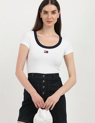 slim fit badge binding t-shirt