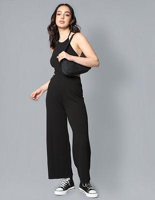 cut-out waist halter neck jumpsuit