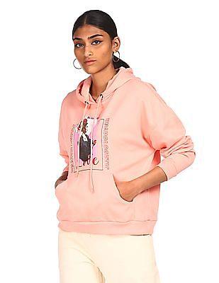 women peach long sleeve graphic print sweatshirt