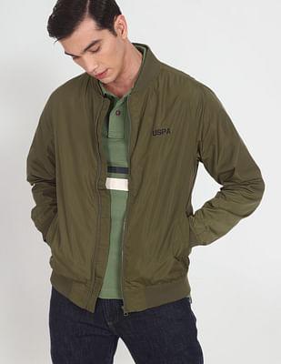 solid polyester bomber jacket