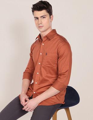 sateen solid cotton casual shirt