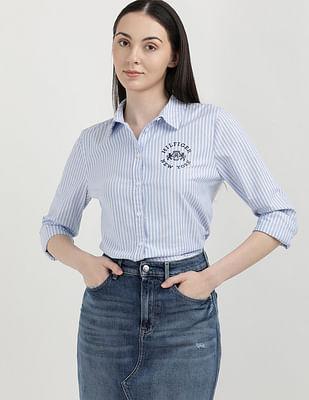 heritage logo stripe oxford shirt