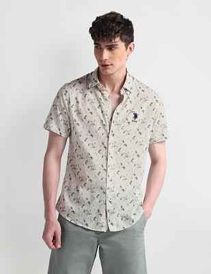 short sleeve slim fit floral shirt