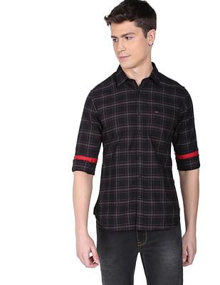 modern oxford plaid check casual shirt