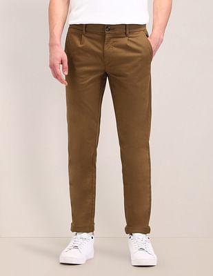 austin slim fit solid trousers