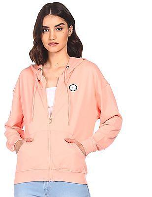 peach long sleeve hood sweatshirt