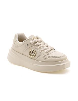 textured burna metallic logo sneakers