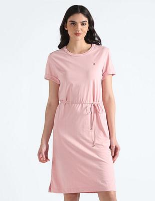 round neck solid dress