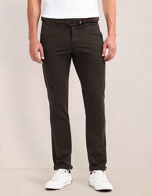 denver slim fit solid trousers