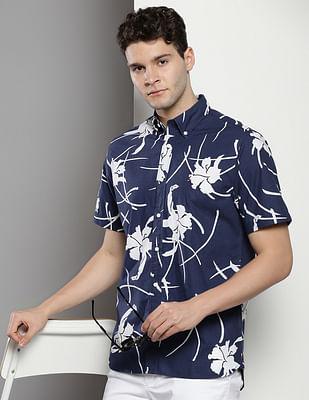 organic cotton tropical print shirt