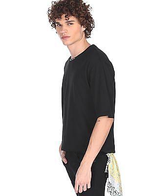 three-quarter sleeve solid t-shirt