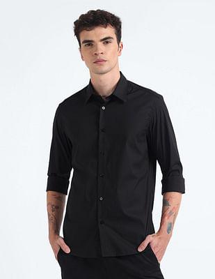 spread collar slim fit shirt