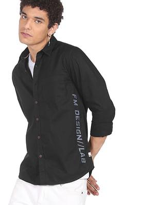 men black pure cotton solid casual shirt