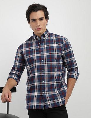 flex poplin tartan checked shirt