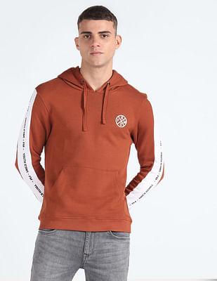 contrast panel hooded sweatshirt