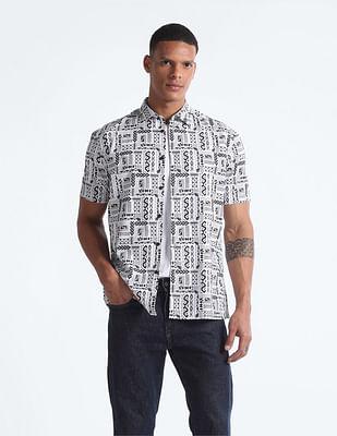 motif print short sleeve shirt