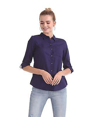 regular fit solid shirt