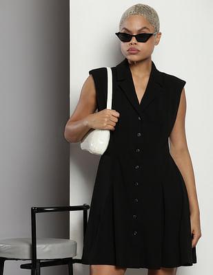 scuba crepe sleeveless blazer dress