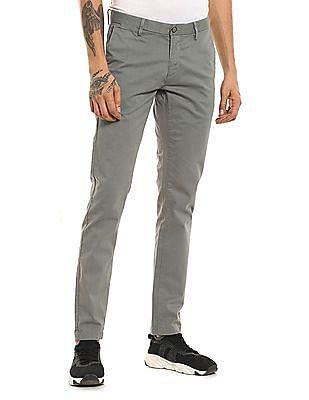 mid rise patterned casual trousers