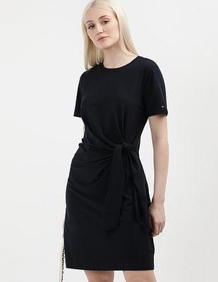 short sleeve knit a-line dress