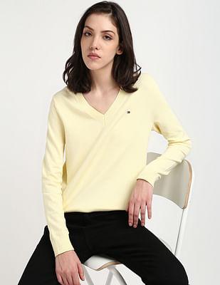 jersey stitch v-neck sweater