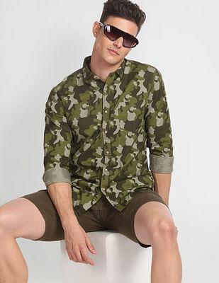 camouflage print cotton casual shirt