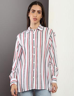 viscose geometric print relaxed fit shirt