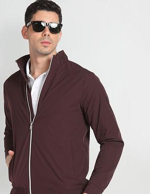 high neck solid jacket