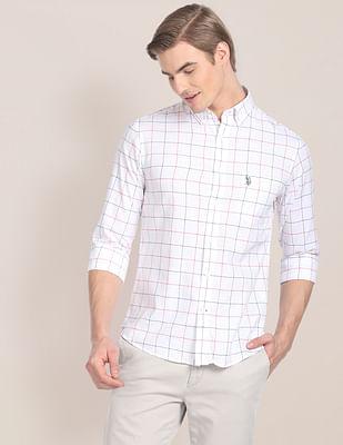 windowpane check cotton shirt