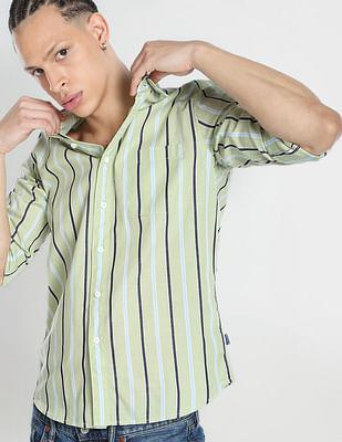 vertical stripe patch pocket shirt