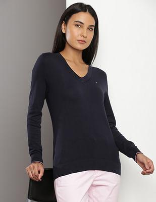 v-neck solid sweater